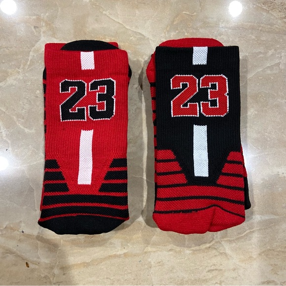 Michael Jordan Red and Black Athletic Basketball Elite Socks - Picture 3 of 3